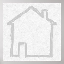 House Sketch. Grey. Poster