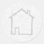House Sketch. Grey. Round Sticker