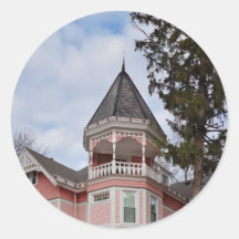 House - Victorian - Flemington, NJ - The Pink Lady Round Sticker