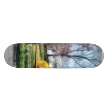 House With Magnolias and Forsythia Custom Skate Board