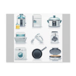 Household appliances icons (5) postcard