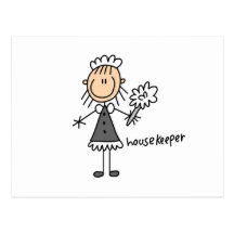 Housekeeper Stick Figure Post Card