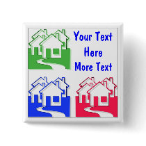 Houses Button Pin