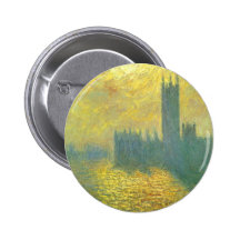 Houses of Parliament, Stormy Sky by Claude Monet Pinback Button