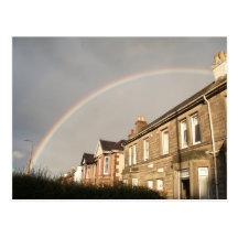 Houses with a rainbow postcards