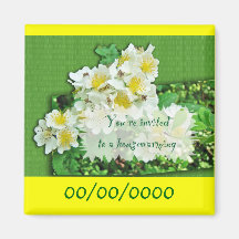 Housewarming Invitation Multiflora Roses Refrigerator Magnets
