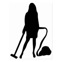 housewife - vacuum cleaner - cleaning post card