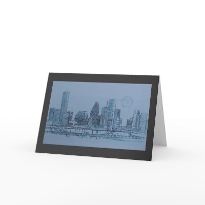houston skyline cards by artbynina