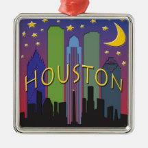 Houston Skyline nightlife Ornaments
