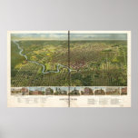 Houston Texas 1891 Antique Panoramic Map Poster
