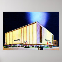 Houston Texas Foleys Department Store at Night Print