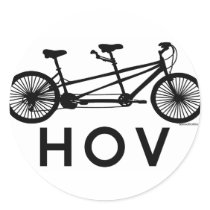 HOV Tandem Bicycle Round Sticker