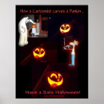 HOW A CARTOONIST CARVES A PUNPKIN POSTERS