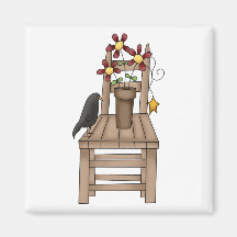How Does Your Garden Grow · Chair, Crow & Flowers Magnets