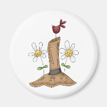How Does Your Garden Grow · Hat, Bird & Flowers Fridge Magnets
