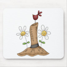 How Does Your Garden Grow · Hat, Bird & Flowers Mouse Pad