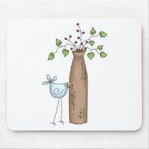 How Does Your Garden Grow · Vase & Bird Mouse Pads