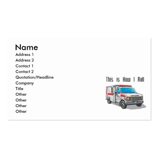 How I Roll Ambulance Business Card Template
