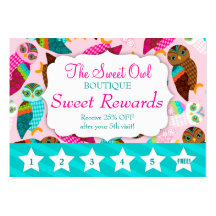 How Now Little Owls? Rewards Promo Business Card Template