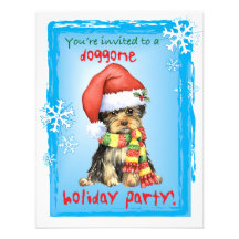 Howliday heureux Yorkie Invitation Personnalisée