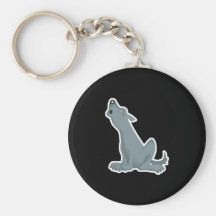 howling grey wolf key chains