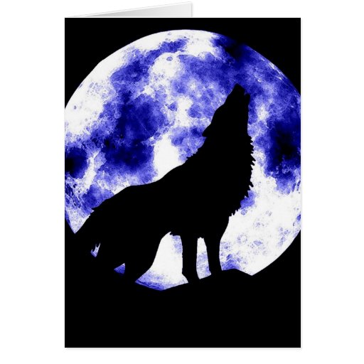 Howling Wolf at Moon Greeting Card