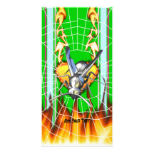 hrome yellow jacket design 2 with fire and web. photo card