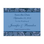 Hues of Blue Floral Damask Save The Date Postcard