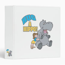 hug a hippo cute cartoon graphic 3 ring binders