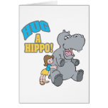 hug a hippo cute cartoon graphic card