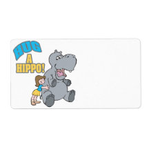 hug a hippo cute cartoon graphic shipping labels