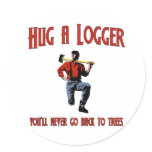Hug A Logger.  You'll Never Go Back To Trees. Sticker