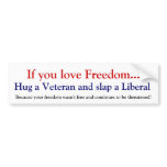 Hug a Vet slap a liberal Bumper Sticker