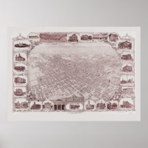 Huge 1901 City Map San José California Posters