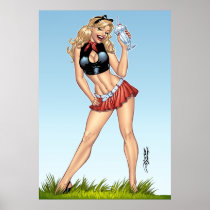 Huge 24x34 Milkshake Pinup Girl Poster by Al Rio