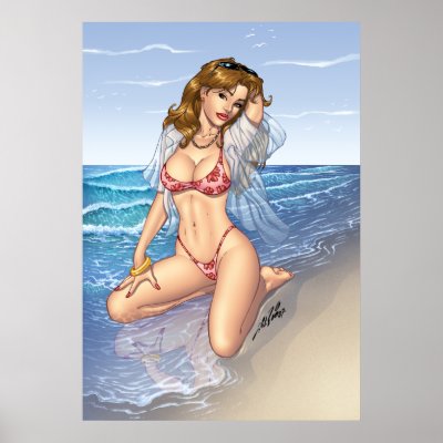 Huge 25x35 Sexy Bikini Beach Pinup from Al Rio Posters by AlRioArt