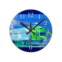 Huge Cargo Delivery Truck on Highway Wall Clock