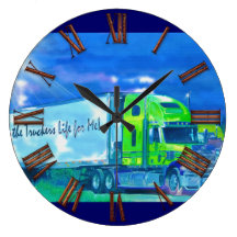 Huge Cargo Delivery Truck on Highway Wall Clock