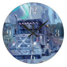 Huge Cargo Truck on Highway Wall Clock