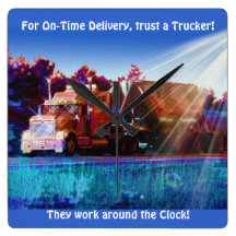 Huge Cargo Truck on Highway Wall Clock