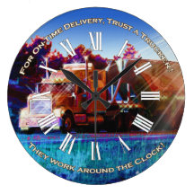 Huge Cargo Truck on Highway Wall Clock