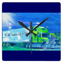 Huge Cargo Truck on Highway Wall Clock