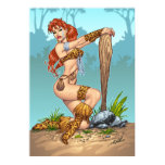 Huge Poster -Sexy Redhead Cavewoman Pinup - Al Rio posters