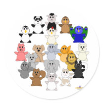 Huggable Animal Peace Sign Round Sticker
