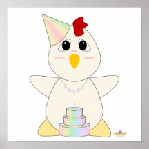 Huggable Pastel Birthday White Chicken Print