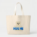 Huggable Polar Bear Blue Hug Me Tote Bags