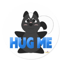 Huggable Skunk Blue Hug Me Round Sticker