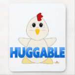 Huggable White Chicken Blue Huggable Mouse Pads