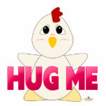 Huggable White Chicken Pink Hug Me Acrylic Cut Outs