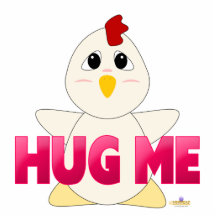 Huggable White Chicken Pink Hug Me Acrylic Cut Outs